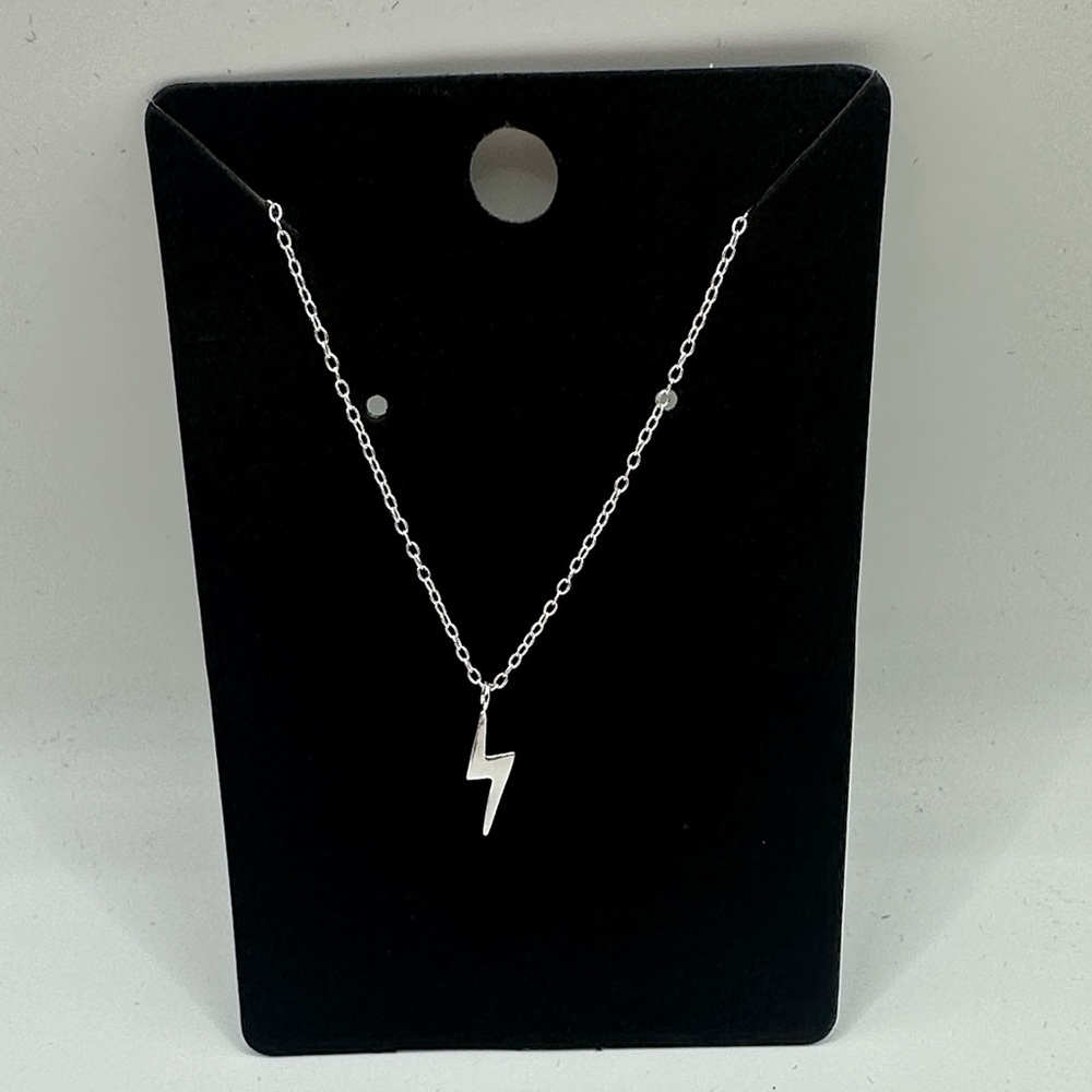 Silver Lightning Bolt Pendant Necklace - Women Jewelry